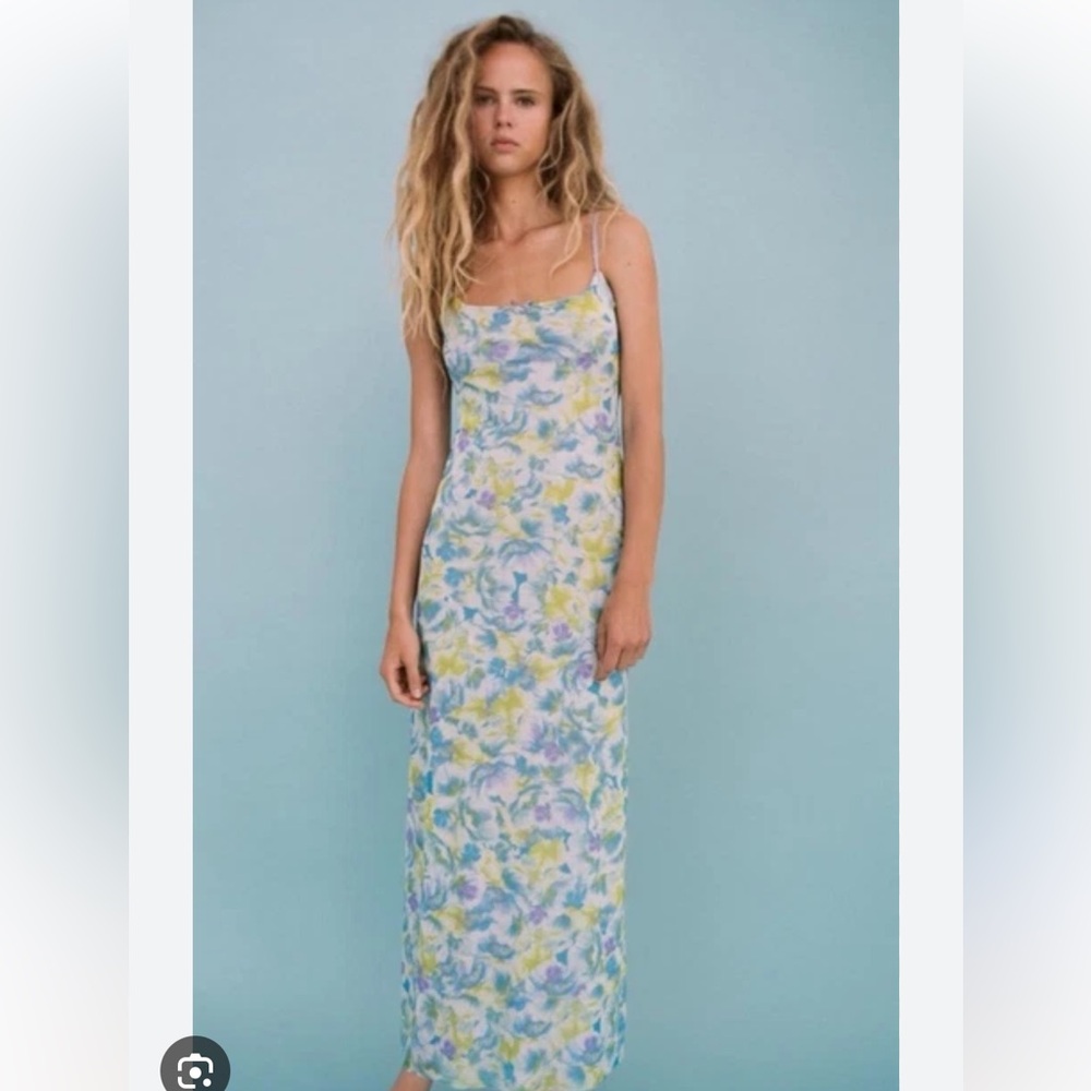 Zara Floral Maxi Dress - Blue, Yellow, White